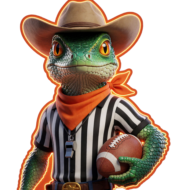 Echsen-Cowboy mit Fu&szlig;ball als Hinweis auf die Sportwetten Alternative bei Lizaro